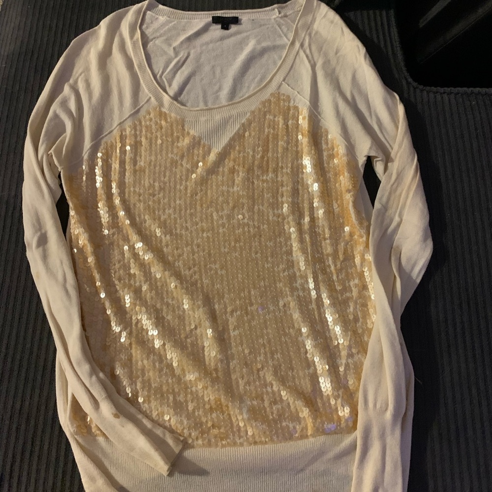 JCrew Light Weight Sweater with Gold Sequins in Shape of a Heart ❤️